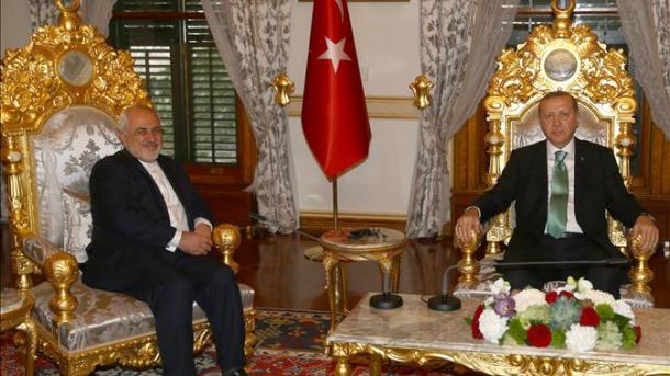 Turkiya prezidenti Erdo'g'an Eron tashqi ishlar vaziri Muhammad Javod Zarifni qabul qildi