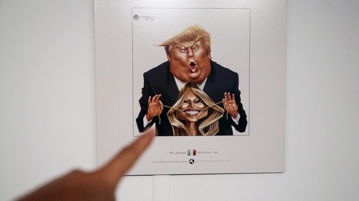 ایران ده امریکا قوشمه ایالتلری دولت باشلیغی دونالد ترامپ بیلن علاقه لی کاریکاتور نمایشی بولیب اوتدی