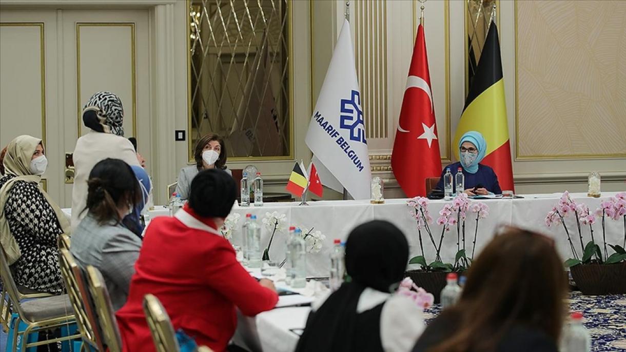 حضور امینه اردوغان در جلسه مشاوره بنیاد معارف در بروکسل