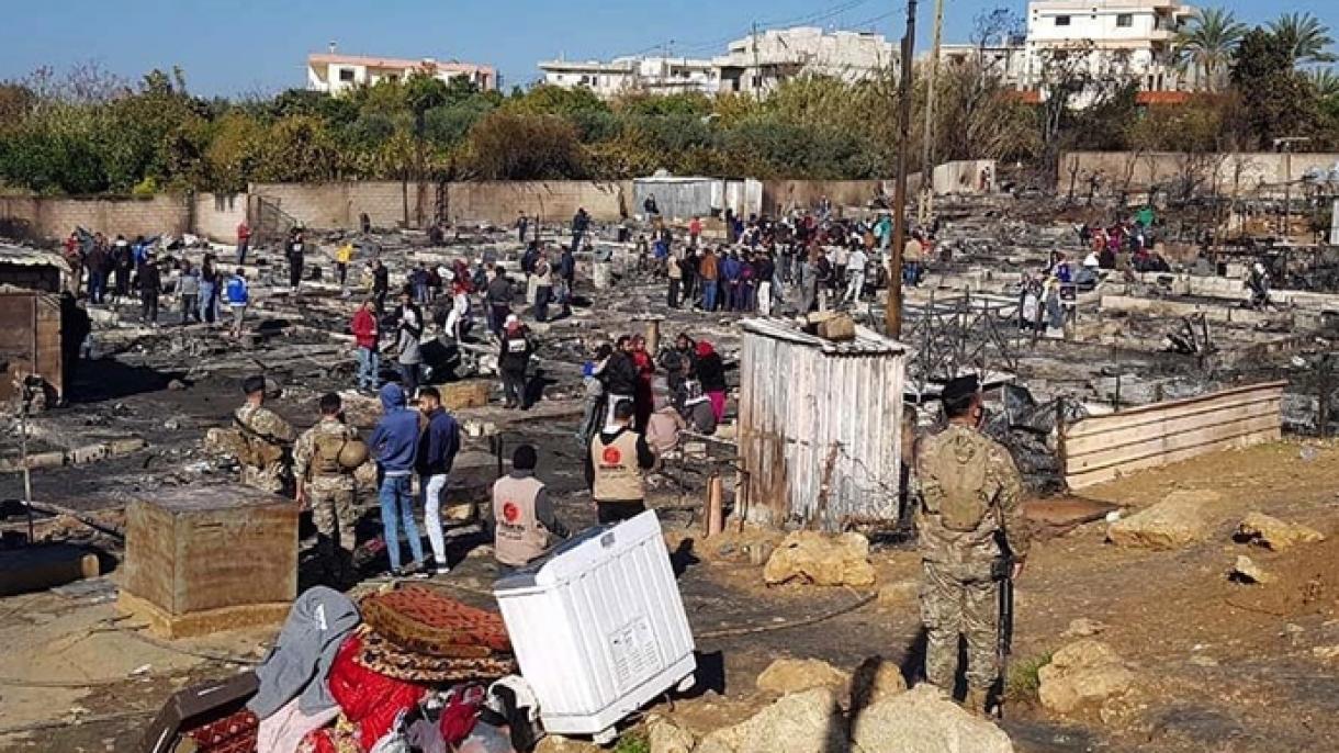 لبنان، شامی مہاجر کیمپ کو نذر آتش کرنے  کے شبے میں متعدد افراد گرفتار