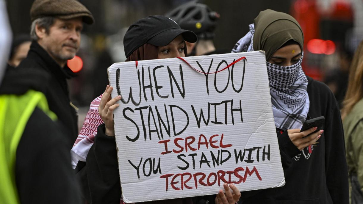 欧美数国举行示威声援巴勒斯坦抗议以色列